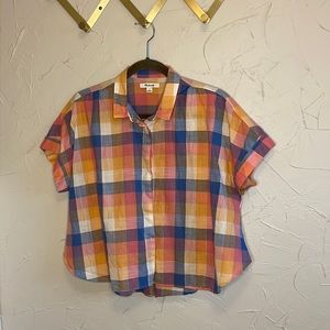 Madewell plaid crop button down